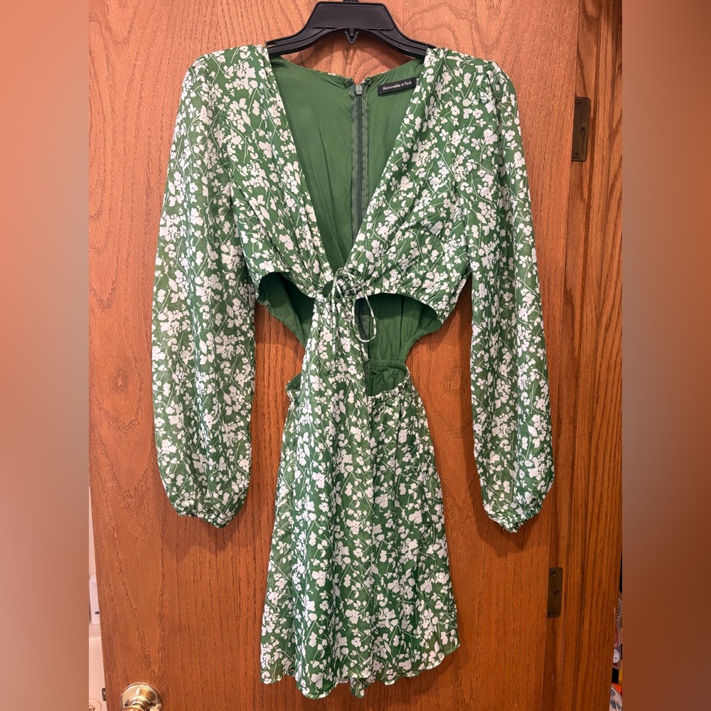 Green Floral Cutout Dress
